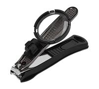 ZASCHMOY Nail Clipper, Heavy Duty Portable Cutter with Removable 2x Magnifying Glass, for Seniors and People Poor Eyesight (Black)