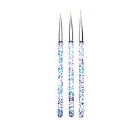 ZASCHMOY Nail Liner Pens, 3pcs Professional Nail Art Brushes for Drawing Details Stripes Patterns, with Top Grade Nylon Fiber Bristles Easy to Clean, for Beginners and Advanced U (Silver)