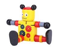ZASCHMOY Personality Cute Wooden Robot Toys with Flexible Movement, Learning & Educational Kids Robot Toys in Red, Non- Wooden Material for Children (Yellow)