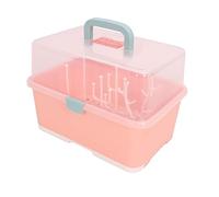 ZASCHMOY Portable Baby Bottle Drying Rack | Transparent Sealing Lid, Portable Storage Box, Strong Load-Bearing Design, Easy Assembly | Suitable for Baby and Child Tableware Organizer (Implicit Pink)