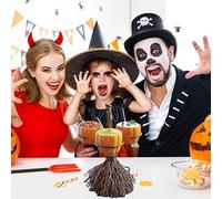 ZASCHMOY Resin Pumpkin Bowls on Broom - Delightful Serving Solution for Snacks, Salad & Fruit - Perfect Halloween Party Decorations - 3 Bowls for Ultimate Festivity! (#1)