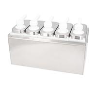 ZASCHMOY Stainless Steel Sauce Dispenser Pump - 4 Pump Container for Condiments, Salad Dressings, and Sauces - 1L Capacity for Home Kitchen & Restaurant Use (5 Pumps)