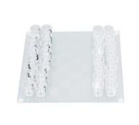 ZASCHMOY Take/Attempt Glass Chess Set - Fun Drinking Game with 32 Take/Attempt Glasses - Perfect for Parties, Game Nights, and Family Gatherings - Durable Glass & Plastic Board, 22.5x22.5cm