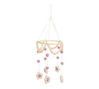 ZASCHMOY ZASCHMOY Baby Mobile, Hanging Baby Mobile, Wooden Beads Soft Felt Balls Daisy Pattern Nursery Decoration, Bed Bell Pendant for Newborns Nursery Decoration (Pink)