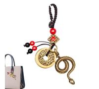 Zasdvn Chinese Snake Keychain, 3 PC Snake Figurines Chinese Feng Shui Brass, Brass Chinese Snake New Year Keychain, 2025 Chinese New Year Blessing Souvenir luck animal, Key Rings Charm Pendant Vintage