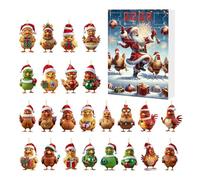 Zasdvn Christmas Ornament Advent,24 Days of Holiday Ornaments Countdown Calendar 2025 | 2D Acrylic Cute Chick Pendants, Animal Charm for Christmas Tree Car Rearview Mirror Home Party Wall Door Window
