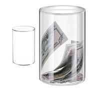 Zasdvn Clear Piggy Bank, Acrylic Money Saving Box, Clear Round Money Box, Break To Open Acrylic Money Box Piggy Bank, Transparent Round Acrylic Piggy Bank, Round Transparent Large Unopenable Money Box