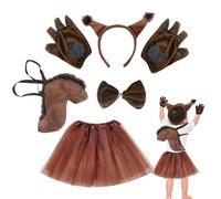 Zasdvn Squirrel Costume Kids - Halloween Cosplay Accessories with Tail,Animal Costume Outfit with Gloves | for Easter Birthday Holiday Carnivals Theater School Plays Photoshoot Children Girls