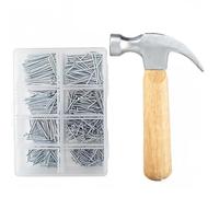 ZAselect 560pcs Picture Hanging Nails Assortment Kit with Wooden Handle Hammer & Nail Puller-Small Nails for DIY, Home Repairs & Woodworking