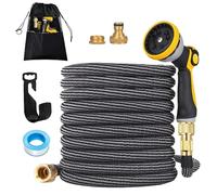 ZAselect Expandable Garden Hose,Flexible Water Hose with Extra Strength Fabric, with Functions Spray Nozzle, Leakproof Lightweight Expanding Hose for Watering and Washing (Yellow, 60M/200FT)