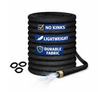 ZAselect Flat Garden Hose Pipe 50FT/15m, Lightweight Lay-Flat Water Hosepipe with 3 Rubber Washers, Space-Saving Heavy Duty Watering Pipe for Garden, Caravan, RV & Car Wash, Green