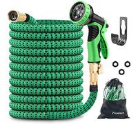 ZAselect Garden Hose 150ft 45m Expandable Strongest Double Latex Inner Tube Prevent Leaking Magic Hosepipe with 9 Function Spray Gun+Solid Brass Fittings Extended Version 150FT-45M
