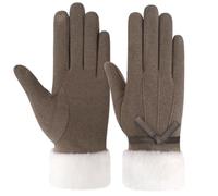 ZASFOU Winter Gloves for Women Touchscreen Thermal Gloves Womens Gifts | Women Gloves Fleece Lining Ladies Gloves with Leather Bow Fuzzy Cuffs Warm Touchscreen Gloves Gifts for Women Cold Weather