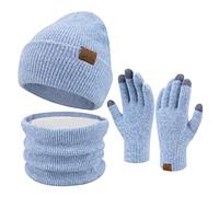 ZASFOU Womens Winter Beanie Hats Scarf Touchscreen Gloves Set Warm Knit Skull Caps Neck Warmer for Women Men