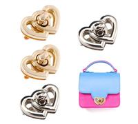 Zasjon 4 PCS Twist Turn Lock Heart Bag Clasps and Closures Metal Catch Purse Push Lock Clasp Fasteners for DIY Craft Bag, Handbag Wallet Making