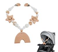 Zasjon Wooden Stroller Chain, Pram Chain for Pram or Car Seat for Child Boy Girl Para Babies and Toddlers from 0 Months., Rainbow Stars, 50 cm, Fashion.
