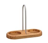Zassenhaus 0000036060 Salt and Pepper Coaster Set With Handle Olive Wood, Stainless Steel, Brown, 15 x 10 x 8 cm