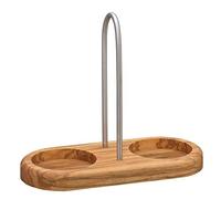 Zassenhaus 0000036060 Salt and Pepper Coaster Set With Handle Olive Wood, Stainless Steel, Brown, 15 x 10 x 8 cm