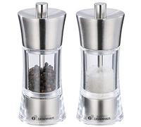 Zassenhaus Aachen Pepper and Salt Mill Set for Self-Filling Diameter 5.8 cm Height 14 cm Stainless Steel Acrylic Container Ceramic Grinder Spice Mill Also for Other Spices