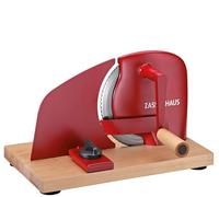 Zassenhaus Bread Slicer Pure Red, Manual Crank Machine with Stainless Steel Blade, Special Serrated Edge, Made in Solingen, Continuous Cutting Thickness Adjustment up to 20 mm
