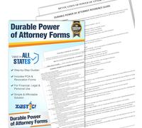 Zastic! 2025 Durable Power of Attorney Forms Kit - Comprehensive Power of Attorney Form for Financial, Legal and Personal Use - Includes 3 Blank, Durable Power of Attorney Forms, Guide and