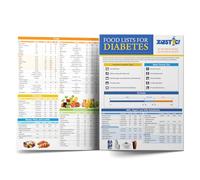 Zastic! Laminated 8.5"x11" Diabetes Food Chart & Meal Planner for Diabetics - 345 Grocery Foods List - Diabetic Food List Planner Chart w/Serving Size, Carbs, Calories, and Glycemic Index