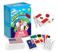 Zastic! World Flags Flashcards - 245 Country Flags, Capitals, Languages, Continents - Gloss Laminated - Country Flags of The World - Geography Flash Cards for Kids & Adults