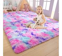 ZASTION AROGAN Soft Rainbow Area Rugs for Girls Room 3x5 Feet, Fluffy Girls Bedroom Rugs, Princess Rug, Cute Colorful Carpet for Kids Teens Nursery Toddler, Hot Pink