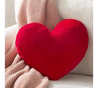 ZASTION Ashler Red Heart Shaped Throw Pillows, Faux Fur Rabbit 3D Fluffy Heart Throw Decorative Pillows, Cute Plush Soft Throw Pillows Gift for Kids Living Room and Sofa 15 X 17 Inch