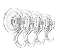 ZASTION EAMOMORK Suction Cup Hooks for Shower, Large Clear Heavy Duty Suction Cup Hooks, Wreath Hangers for Front Door Window Glass Kitchen Towel Loofah Utensils (4 Packs)