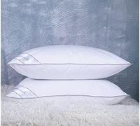 ZASTION Eastwarmth Grey Goose Feather Down Cooling Pillow for Back, Stomach or Side Sleepers 2 Pack,100% Cotton Cover Standard Size(20X26IN) Gussted White