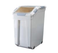 ZASTION HANAMYA 33 Liter / 50 lbs Rice Storage Container with Measuring Cup, BPA free, For Rice | Grain | Pet Food | Flour, 1 count, White