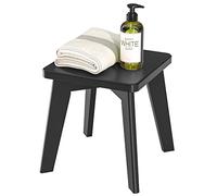ZASTION Shower Stool for Shaving Legs Kids Adults Small Bench for Bathroom Sink Bedroom Bamboo Wooden Stool for Inside Shower Black 10 inch