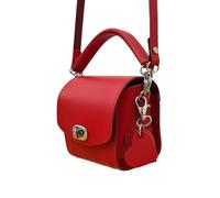 Zatchels Bauble Handmade Leather Handbag - with Love Hearts Charm - Pillar Box Red
