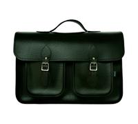 Zatchels Twin Pocket Executive Handmade Leather Satchel - British Racing Green - 16"