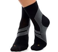 ZaTech Plantar Fasciitis Sock, Compression Socks. Heel, Ankle & Arch Support for Women & Men.(Black/Grey, Large)