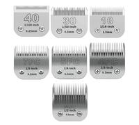 ZATEIRL 7-Pack Detachable Dog Grooming Clipper Blades with Blade Case Holder - Silver Stainless Steel - Compatible with Andis, Oster A5, Wahl KM10, Moser, Heiniger (10+30+40+7FC+5FC+4FC+3-3/4FC)