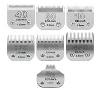 ZATEIRL 7-Pack Detachable Dog Grooming Clipper Blades with Blade Case Holder - Silver Stainless Steel - Compatible with Andis, Oster A5, Wahl KM10, Moser, Heiniger (10+30+40+7FC+5FC+4FC+5/8N)