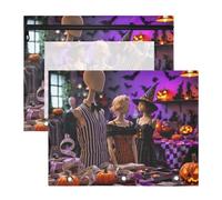 Zathe 3 Holes Transparent Pencil Case for 3 Ring Binder 2 Pack for Back to School Students Halloween Strange Costume Shop