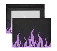 Zathe A4 Multi-purpose 3 Ring Pencil Case for Students College 2 Pack, Black Fluorescent Cold Flame, 1 size x2, Cartons