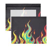 Zathe A4 Multi-purpose 3 Ring Pencil Case for Students College 2 Pack, Cold Flame Colour Fluorescent Black, 1 size x2, Cartons