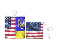 Zathe American Flag Ukraine Flag Clear Plastic Food Storage Organizer With Lid Chest Of Drawers Essential Decorative Storage Containers Cotton Swabs, 2 Pcs