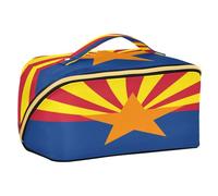 Zathe Arizona State Flag Az Blue Red Designed Toiletry Bags With Compartments Stylish Travel Bags For Women Size Travel Accessories