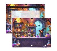 Zathe Binder Bags with Clear Window A4 Letter Pen Holder 2 Pack Student Supplies for Classroom Witch Halloween Potion