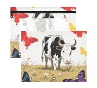 Zathe Binder Clear 3 Hole Pocket for 3 Rings Binder 2 Pack Teacher Art Supplies Storage, Color 23, 1 size x2, Cartoon