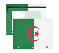Zathe Binder Multifunction Plastic Binder Box Set of 2 for Students, Democratic Republic, Flag of Algeria