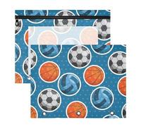 Zathe Binder pencil pouches Clear Window 3 Hole Punch for A4 Paper Letter 2 Pack Teacher Storing School Students Teacher Supplies Blue Basketball Football