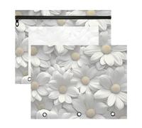 Zathe Binder pencil poucheses Portable 3 Rings Pocket for A4 Paper Letter 2 Pack Teacher Office, Color 17, 1 size x2, Cartoon