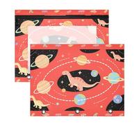 Zathe Binder Pouches Multi-Purpose 3 Hole Punch for 3 Rings Binder 2 Pack Students Back To School, Color 6, 1 size x2, Cartoon