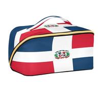 Zathe Blue Red Flag Dominican Republic Toiletry Bag With Compartments Portable Travel Bags For Women Vertical Freestanding Cosmetic Bag